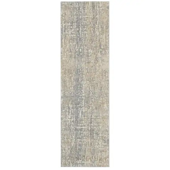 7' Gray Abstract Power Loom Runner Rug Photo 1