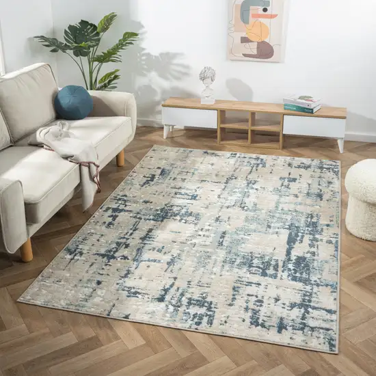 8' Gray Abstract Runner Rug Photo 8