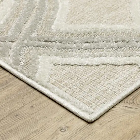 8' Gray And Beige Diamond Runner Rug Photo 7