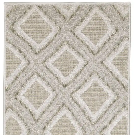 8' Gray And Beige Diamond Runner Rug Photo 5