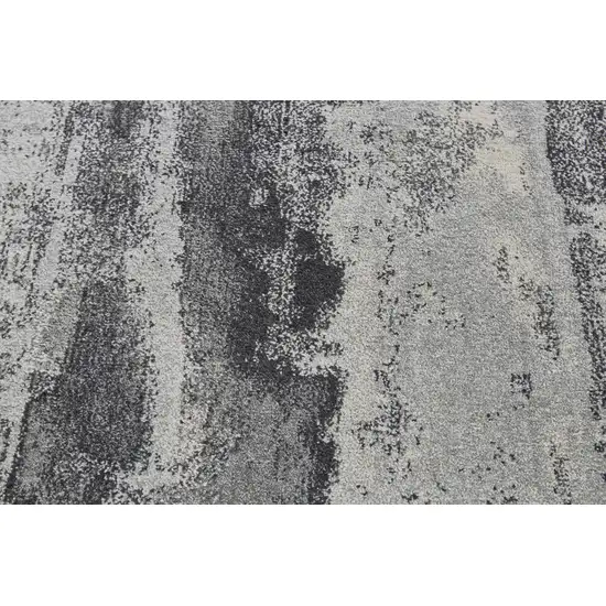 8' Gray And Black Round Abstract Stain Resistant Area Rug Photo 3