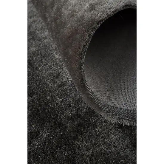 8' Gray And Black Round Shag Tufted Handmade Area Rug Photo 4