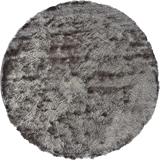 8' Gray And Black Round Shag Tufted Handmade Area Rug Photo 1