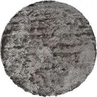 Photo of 8' Gray And Black Round Shag Tufted Handmade Area Rug