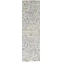 Photo of 10' Gray And Blue Abstract Hand Woven Runner Rug