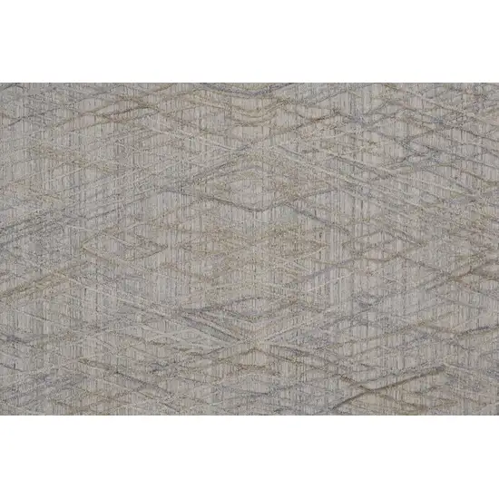 10' Gray And Blue Abstract Hand Woven Runner Rug Photo 5