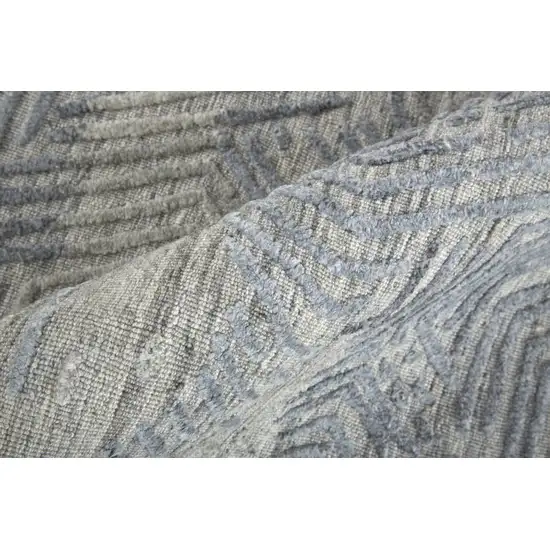 10' Gray And Blue Abstract Hand Woven Runner Rug Photo 4