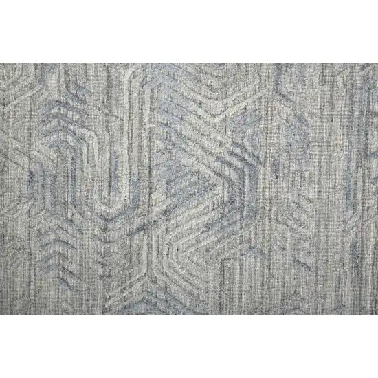 10' Gray And Blue Abstract Hand Woven Runner Rug Photo 5