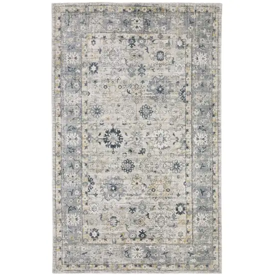 10' Gray And Blue Oriental Hand Tufted Runner Rug Photo 2