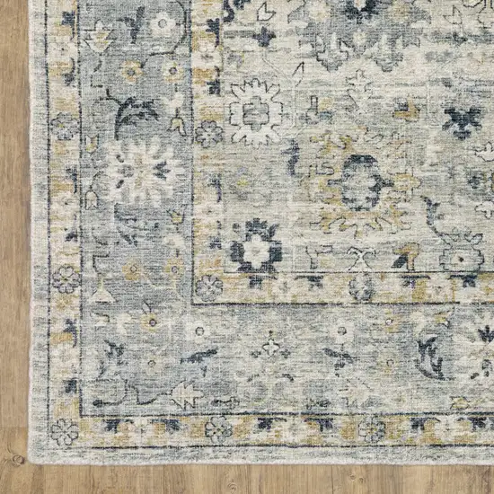 10' Gray And Blue Oriental Hand Tufted Runner Rug Photo 5