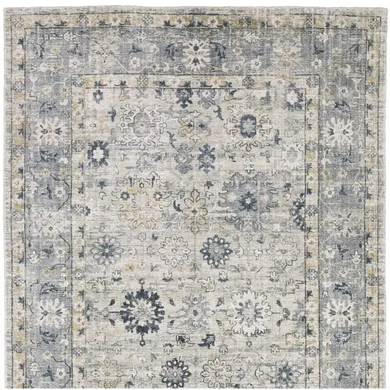 10' Gray And Blue Oriental Hand Tufted Runner Rug Photo 6