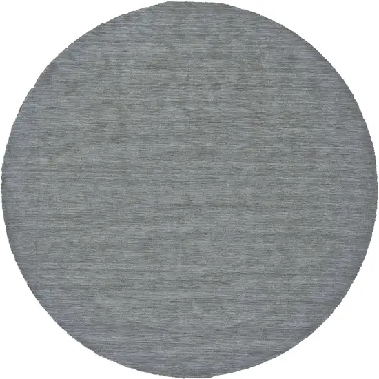 8' Gray And Blue Round Wool Hand Woven Stain Resistant Area Rug Photo 1