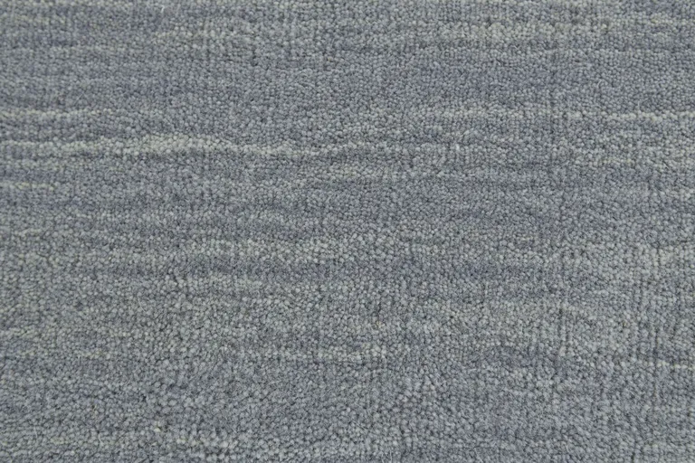 8' Gray And Blue Round Wool Hand Woven Stain Resistant Area Rug Photo 3