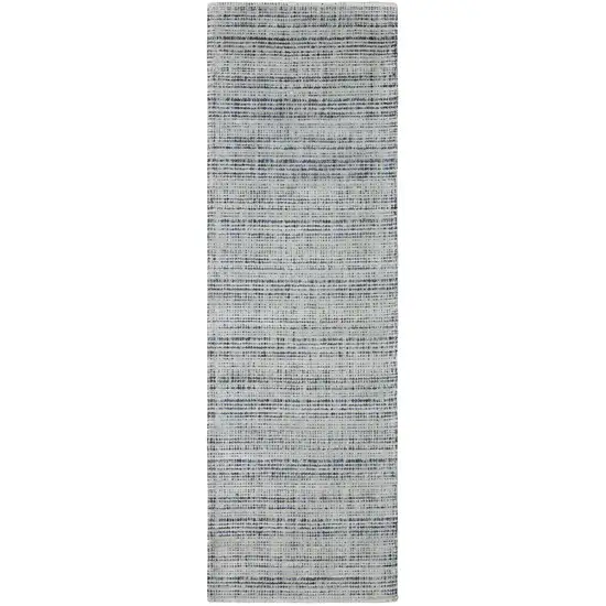 8' Gray And Blue Striped Hand Tufted Runner Rug Photo 6