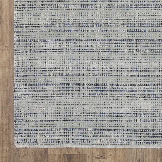 8' Gray And Blue Striped Hand Tufted Runner Rug Photo 4