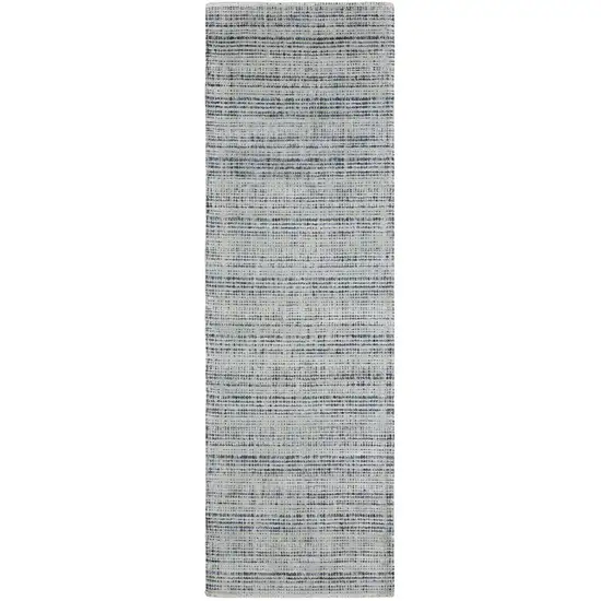 8' Gray And Blue Striped Hand Tufted Runner Rug Photo 2