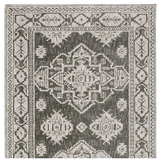 8' Gray And Gray Medallion Runner Rug Photo 5