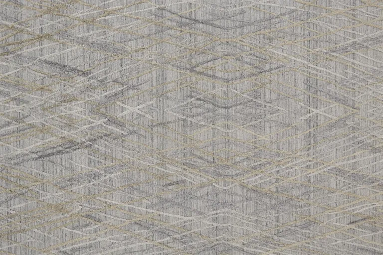 10' Gray And Ivory Abstract Hand Woven Runner Rug Photo 3