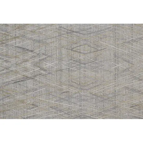 10' Gray And Ivory Abstract Hand Woven Runner Rug Photo 3