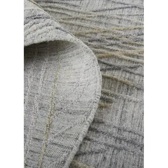 10' Gray And Ivory Abstract Hand Woven Runner Rug Photo 5