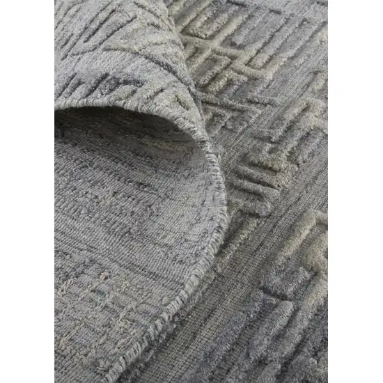 10' Gray And Ivory Abstract Hand Woven Runner Rug Photo 5