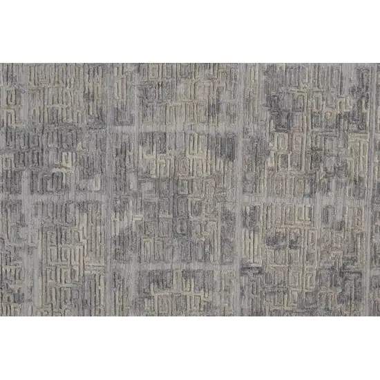 10' Gray And Ivory Abstract Hand Woven Runner Rug Photo 3