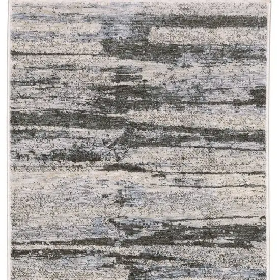 8' Gray And Ivory Abstract Runner Rug With Fringe Photo 4