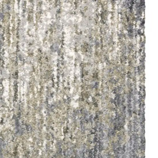 8' Gray And Ivory Abstract Shag Runner Rug Photo 7