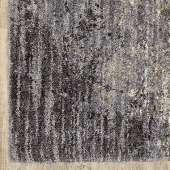 8' Gray And Ivory Abstract Shag Runner Rug Photo 5