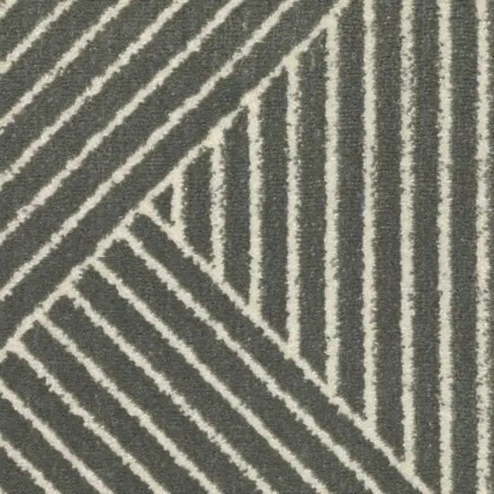 8' Gray And Ivory Geometric Runner Rug Photo 6