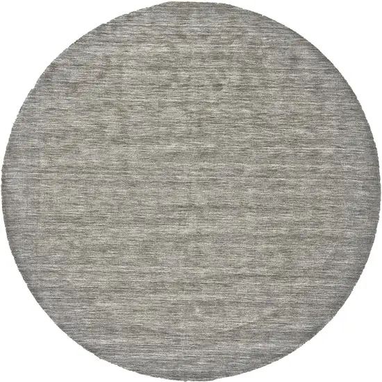 8' Gray And Ivory Round Wool Hand Woven Stain Resistant Area Rug Photo 1