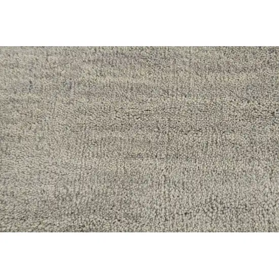 8' Gray And Ivory Round Wool Hand Woven Stain Resistant Area Rug Photo 6