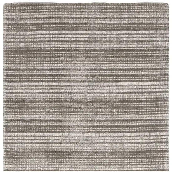 8' Gray And Ivory Striped Hand Tufted Runner Rug Photo 4