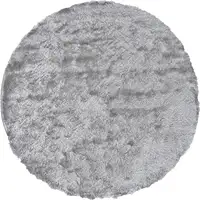 Photo of 8' Gray And Silver Round Shag Tufted Handmade Area Rug