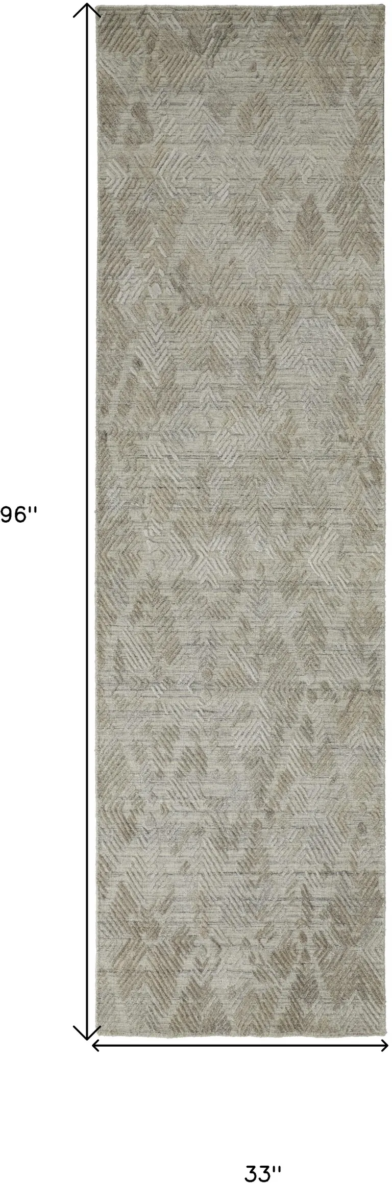 8' Gray And Taupe Abstract Hand Woven Runner Rug Photo 4