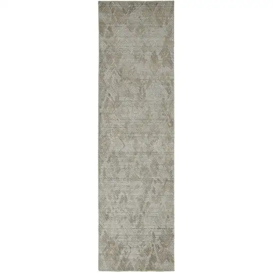 8' Gray And Taupe Abstract Hand Woven Runner Rug Photo 1