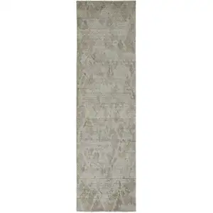 Photo of 8' Gray And Taupe Abstract Hand Woven Runner Rug