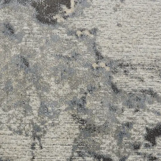 8' Gray Beige and Ivory Abstract Non Skid Runner Rug Photo 8