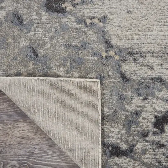 8' Gray Beige and Ivory Abstract Non Skid Runner Rug Photo 9