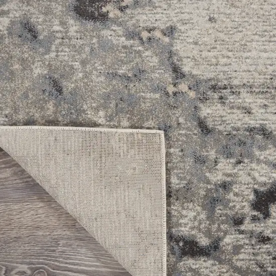 10' Gray Beige and Ivory Abstract Non Skid Runner Rug Photo 9