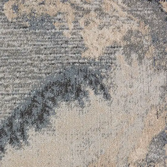 10' Gray Beige and Ivory Abstract Non Skid Runner Rug Photo 8