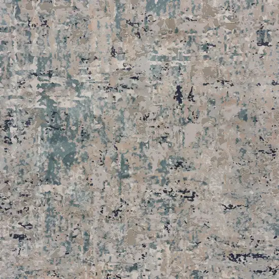 8' Gray Blue Taupe And Cream Abstract Distressed Runner Rug Photo 8