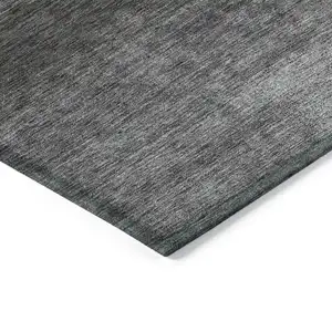 Photo of 8' Gray Charcoal And Ivory Round Abstract Washable Indoor Outdoor Area Rug