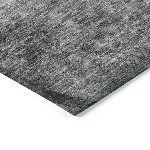 Photo of 8' Gray Chocolate And Silver Round Abstract Washable Indoor Outdoor Area Rug