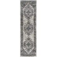 Photo of 8' Gray Floral Power Loom Distressed Runner Rug