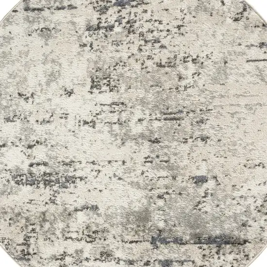 4' Gray Floral Power Loom Round Rug Photo 5