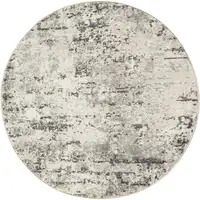 Photo of 4' Gray Floral Power Loom Round Rug