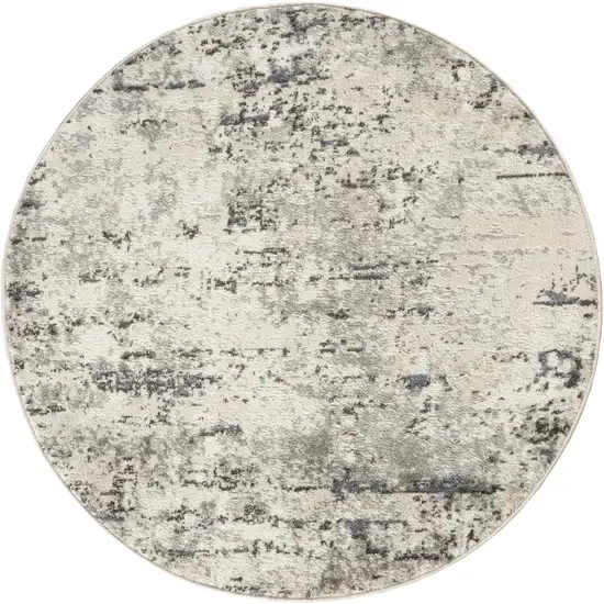 4' Gray Floral Power Loom Round Rug Photo 2