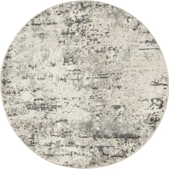 8' Gray Floral Power Loom Round Rug Photo 4