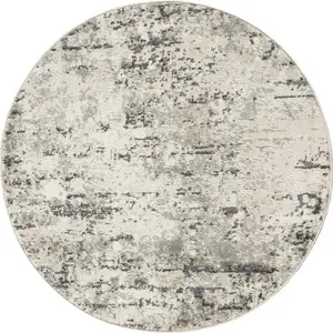 Photo of 8' Gray Floral Power Loom Round Rug